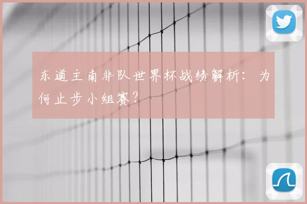 东道主南非队世界杯战绩解析：为何止步小组赛？